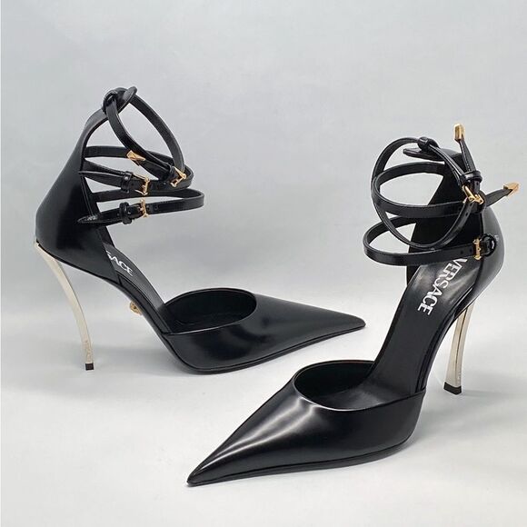 Versace Pin Point Leather Ankle Strap Pumps size 39.5 - Picture 3 of 16